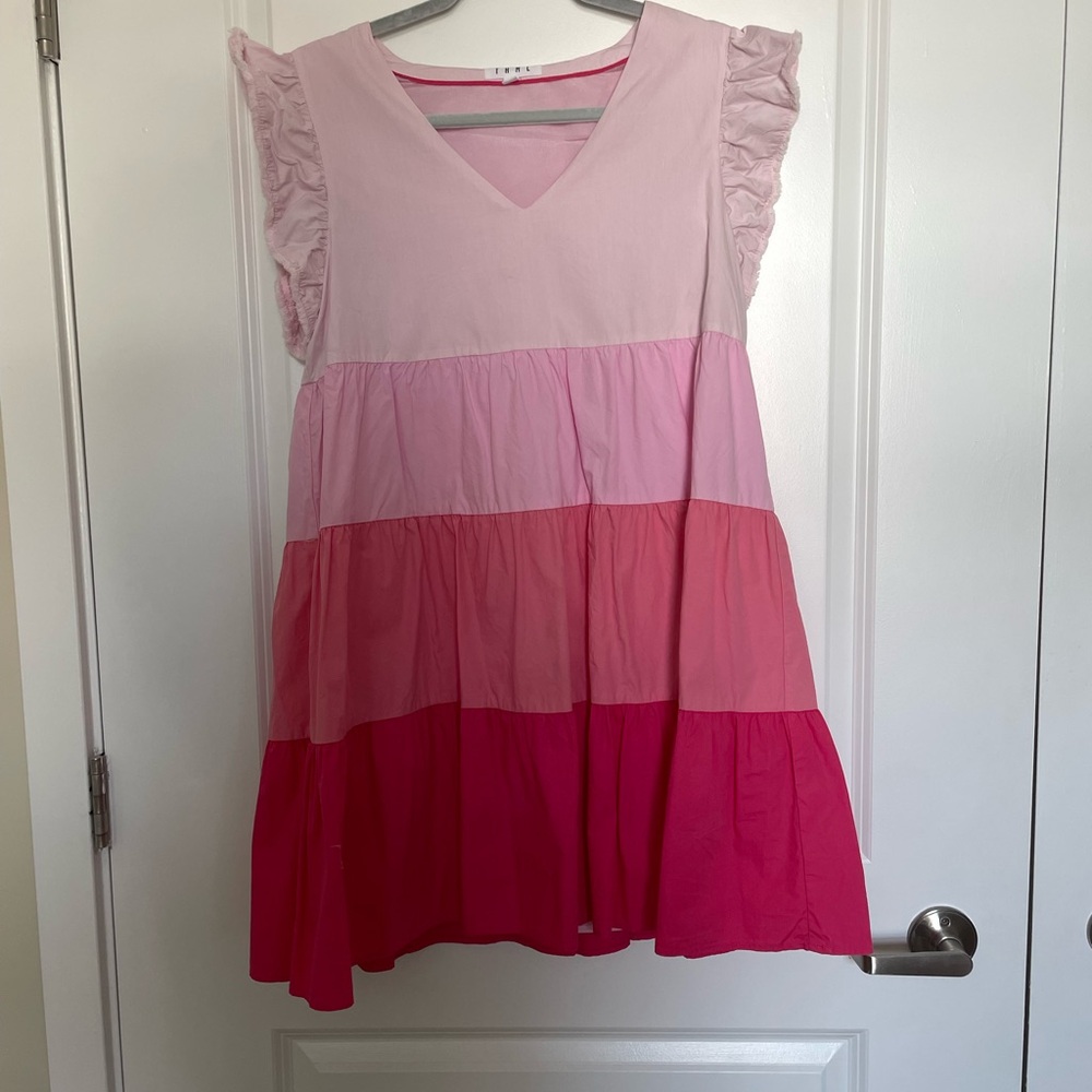 THML Pink Tiered Mini Dress